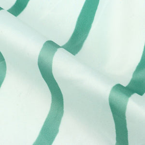 Sea Green And White Leheriya Pattern Digital Print Liquid Organza Fabric