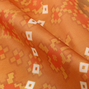 Orange And White Patola Pattern Digital Print Liquid Organza Fabric