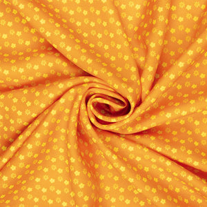 Orange And Yellow Floral Pattern Digital Print Moss Crepe Fabric
