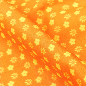 Orange And Yellow Floral Pattern Digital Print Moss Crepe Fabric