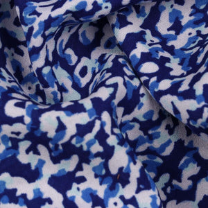 Blue And White Animal Pattern Screen Print Moss Crepe Fabric