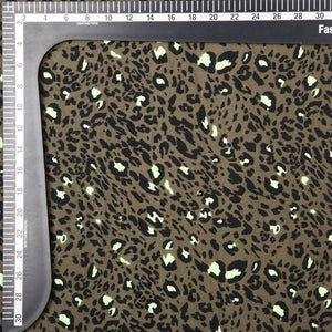 Army Green And Black Animal Pattern Digital Print Moss Crepe Fabric