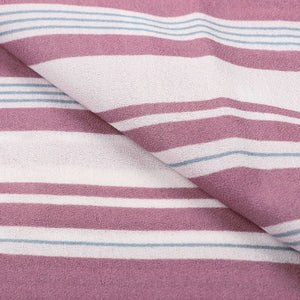 White And Dark Pink Stripes Pattern Screen Print Moss Crepe Fabric