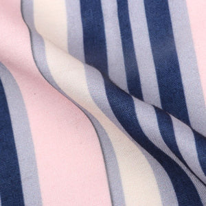 Dusty Pink And Navy Blue Stripes Pattern Digital Print Rayon Fabric