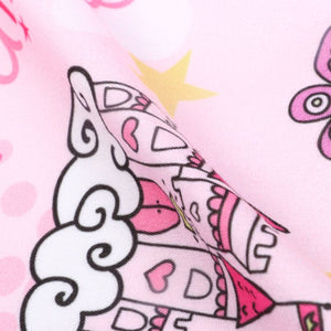 Pink And Yellow Kids Pattern Digital Print Rayon Fabric