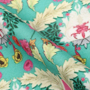 Sea Green And Ivory Floral Pattern Digital Print Rayon Fabric