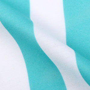 Turquoise And White Stripes Pattern Digital Print Rayon Fabric