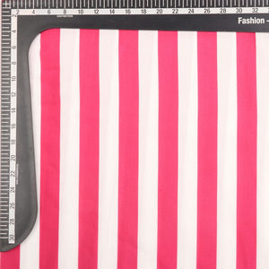 Pink And White Stripes Pattern Digital Print Rayon Fabric