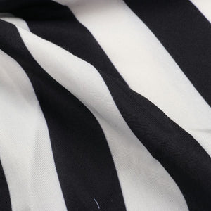 Black And White Stripes Pattern Digital Print Rayon Fabric