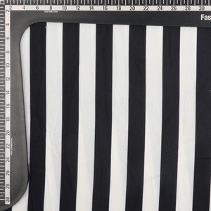 Black And White Stripes Pattern Digital Print Rayon Fabric