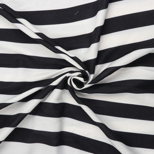 Black And White Stripes Pattern Digital Print Rayon Fabric