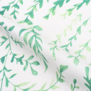 White And Green Floral Pattern Digital Print Rayon Fabric