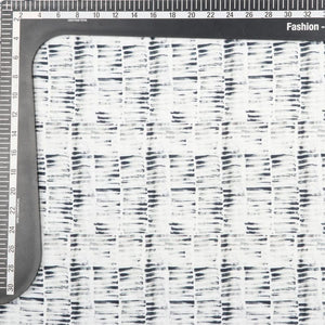 White And Black Abstract Pattern Digital Print Rayon Fabric