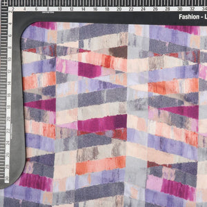 Purple And Grey Abstract Pattern Digital Print Rayon Fabric