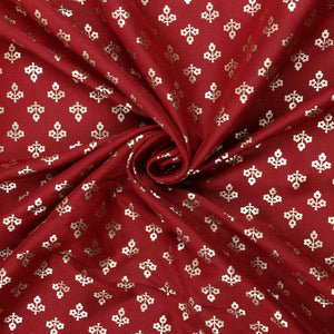 Maroon Foulard Pattern Foil Print Rayon Fabric – Fabmyntra