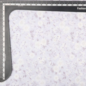 Light Lavender And White Floral Pattern Screen Print Rayon Fabric