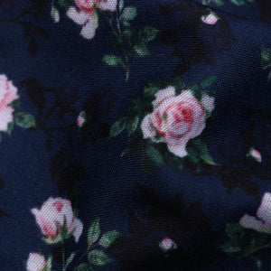 Regal Blue And Lace Pink Floral Pattern Digital Print Rayon Fabric