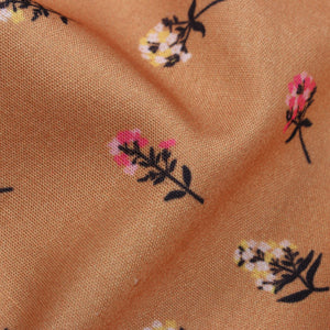 Dark Beige And Pink Floral Pattern Digital Print Rayon Fabric