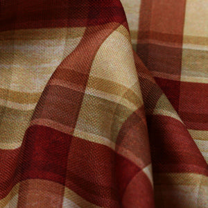 Yellow And Maroon Checks Pattern Digital Print Rayon Fabric