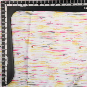 Pink And Yellow Abstract Pattern Digital Print Silk Crepe Fabric