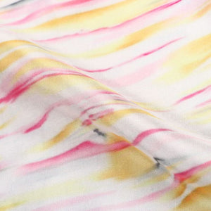 Pink And Yellow Abstract Pattern Digital Print Silk Crepe Fabric