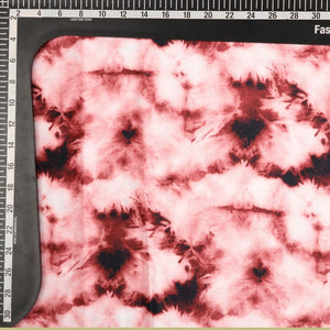 Rouge Pink And Black Tie & Dye Pattern Digital Print Silk Crepe Fabric