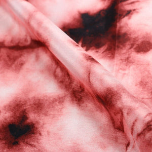 Rouge Pink And Black Tie & Dye Pattern Digital Print Silk Crepe Fabric