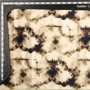 Olive Green And Black Tie & Dye Pattern Digital Print Silk Crepe Fabric