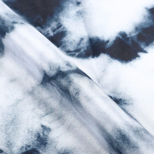 Dark Blue And Grey Tie & Dye Pattern Digital Print Silk Crepe Fabric