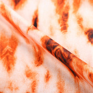 Orange And White Tie & Dye Pattern Digital Print Silk Crepe Fabric