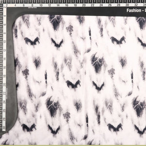 Grey And White Tie & Dye Pattern Digital Print Silk Crepe Fabric