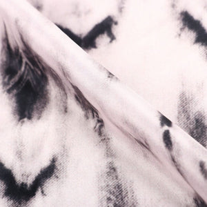 Grey And White Tie & Dye Pattern Digital Print Silk Crepe Fabric