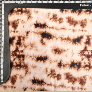 Brown And White Abstract Pattern Digital Print Silk Crepe Fabric