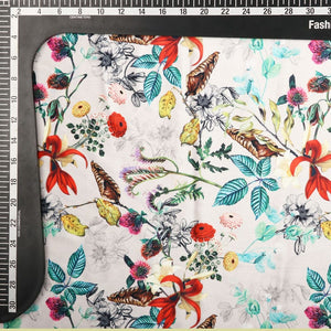 Multi Color Floral Pattern Digital Print Silk Crepe Fabric