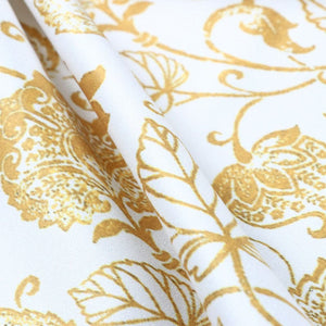 Yellow And White Floral Pattern Digital Print Silk Satin Fabric