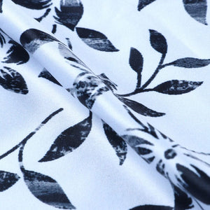 Grey Lavender And Black Floral Pattern Digital Print Silk Satin Fabric