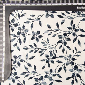 Light Grey And Black Floral Pattern Digital Print Silk Satin Fabric