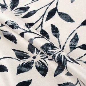 Light Grey And Black Floral Pattern Digital Print Silk Satin Fabric