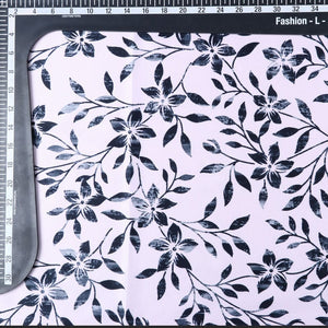 Pink And Black Floral Pattern Digital Print Silk Satin Fabric