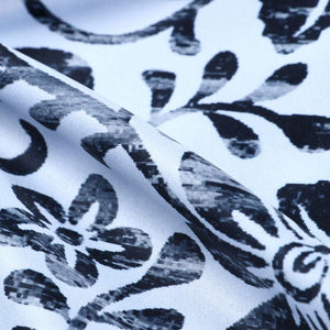 Grey Lavender And Black Floral Pattern Digital Print Silk Satin Fabric