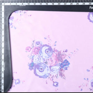 Pink And Blue Floral Pattern Digital Print Silk Satin Fabric