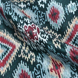 Grey And Red Ethnic Pattern Digital Print Silk Satin Fabric