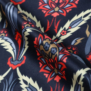 Black And Red Floral Pattern Digital Print Silk Satin Fabric