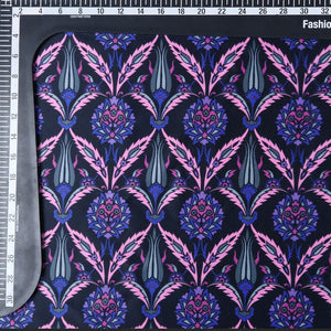 Purple And Pink Floral Pattern Digital Print Silk Satin Fabric