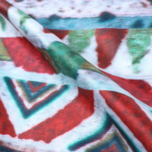 Red And Green Ethnic Pattern Digital Print Silk Satin Fabric