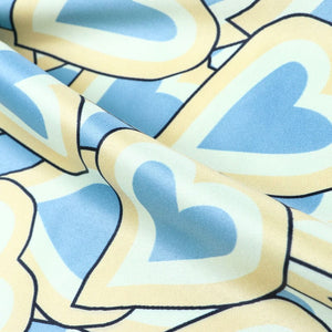 Yellow And Grey Heart Pattern Digital Print Silk Satin Fabric