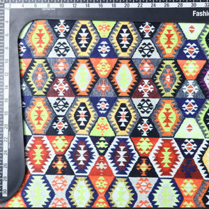 Yellow And Orange Traditional Pattern Digital Print Silk Satin Fabric