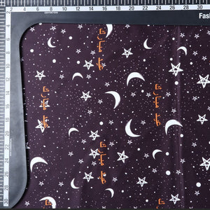 Brown And White Galaxy Pattern Digital Print Silk Satin Fabric