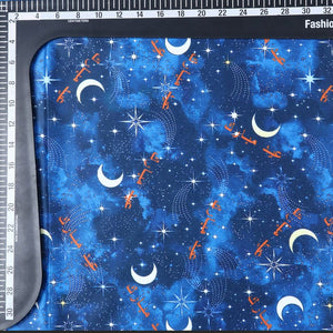 Blue And White Galaxy Pattern Digital Print Silk Satin Fabric