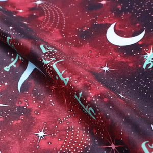 Red And White Galaxy Pattern Digital Print Silk Satin Fabric